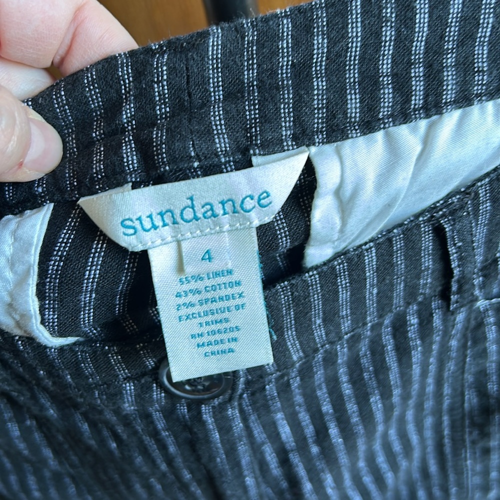 Sundance Pinstriped Linen Pants Size 4 - Picture 5 of 9